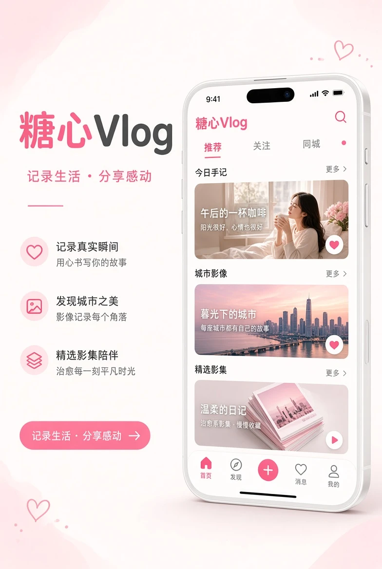 糖心Vlog移动阅读界面插画
