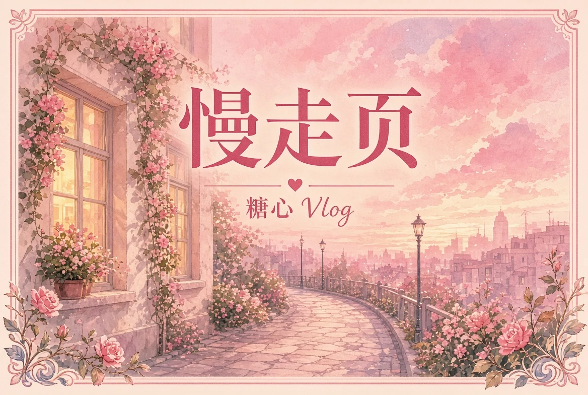 糖心Vlog慢走页街道插画
